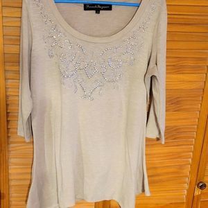 French Bazaar Jewel Studded Tunic Top